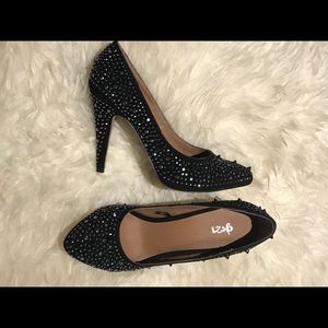Black diamond studded heels